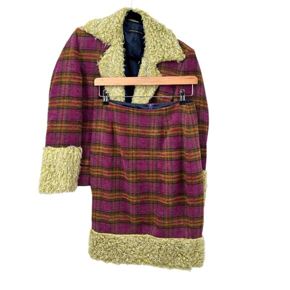 Concrete Clothiers Faux Fur Plaid Skirt & Blazer Set - Picture 2 of 5